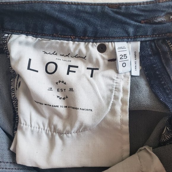 LOFT Curvy Skinny Stretch Low Rise Dark Blue Jeans SZ 25 - Picture 14 of 15